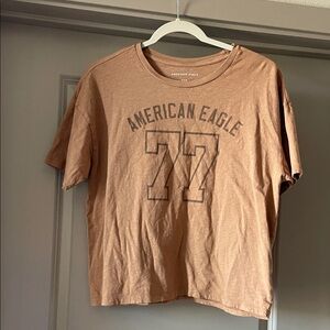 American Eagle Outfitters Rust Tan Short Sleeve Tee with '77' Graphic
